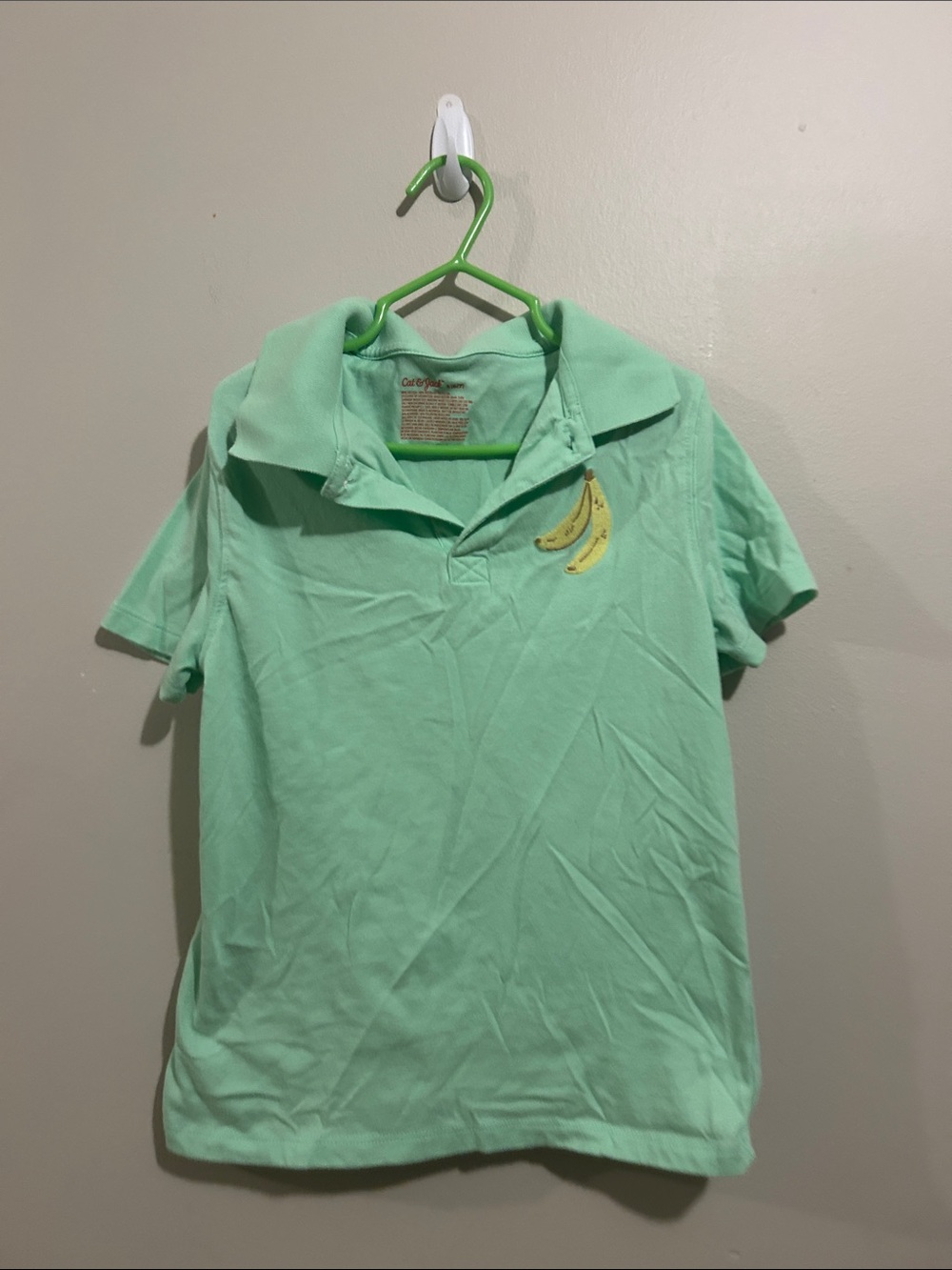 Cat & Jack Mint Green Polo with Banana Patch